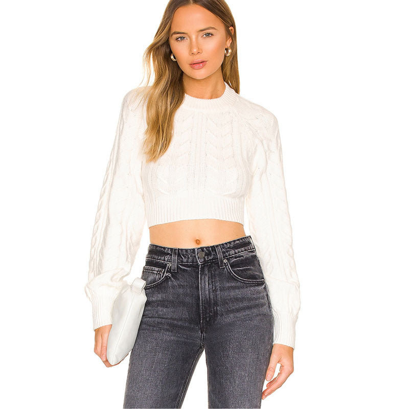 Kurz geschnittener Rückenfreier Strickpullover mit Schleife – Trendy Streetstyle